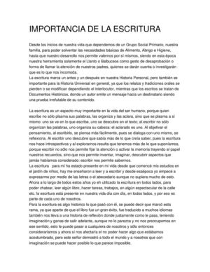 Importancia De La Escritura