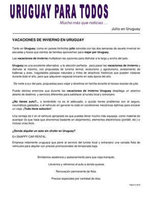 VACACIONES DE INVIERNO EN URUGUAY