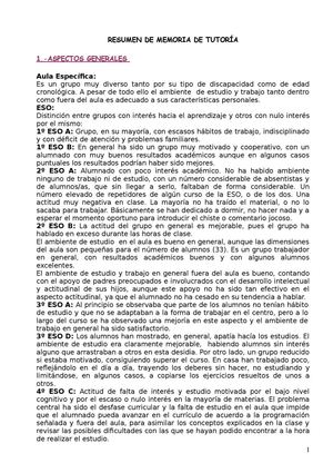 Resumen Memoria De Tutoria Curso 2014 2015