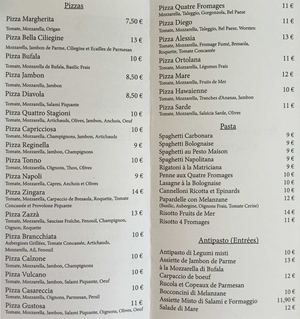 Pizza Zazza (Vert Chasseur) - Menu (Carte)