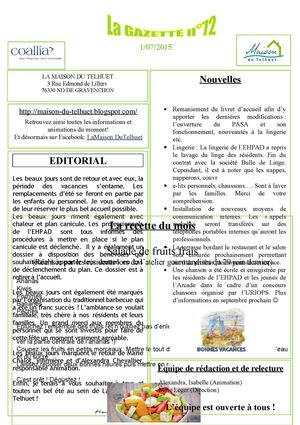 Gazette N°71 Juillet 2015