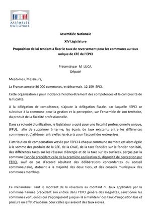 Révision Des Taux De Réversion Epci Mars 015