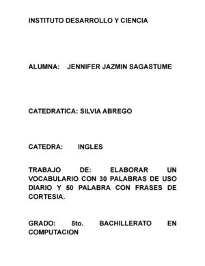 30 palabras de uso diario y 50 palabras de  Frases de Cortesia en ingles y español.