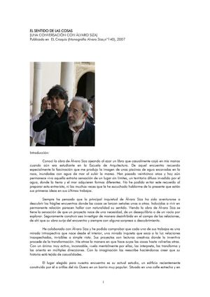 Entrevista A Siza El Sentido De Las Cosas