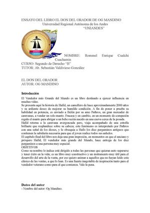 Ensayo Del Libro El Don Del Orador De Og Mandino