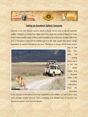 Taking an Excellent Safaris Tanzania by Bushbuck Safaris Ltd