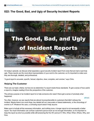 The Good Bad And Ugly Of Security Incident Reports