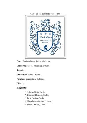 Teoria Del Caos Efecto Mariposa