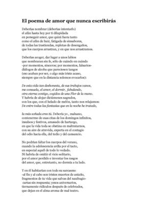 El Poema De Amor Que Nunca Escribirás Verano 2014