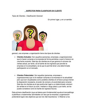 Consulta Aspectos Para Clasificar Un Cliente
