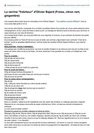 Cestmafournee Com La Verrine Fraîcheur D Olivier Bajard Fraise Citron Vert Gingembre - Copie