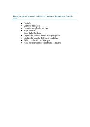 Trabajos Que Deben Estar Subidos Al Cuaderno Digital Para Fines De Julio