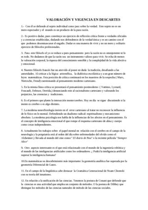 Valoración Y Vigencia En Descartes 2015