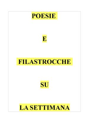 Poesie: La Settimana
