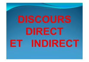 Leçon Discours Direct Indirect