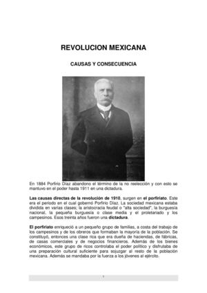 Causas Y Consecuencias De La Revolucion Mexicana