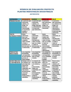 Rúbrica De Evaluación Proyecto Entrevista