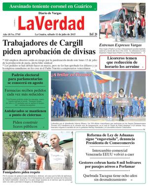 La Guaira, sábado 11 de julio de 2015 Año 18 No. 5705