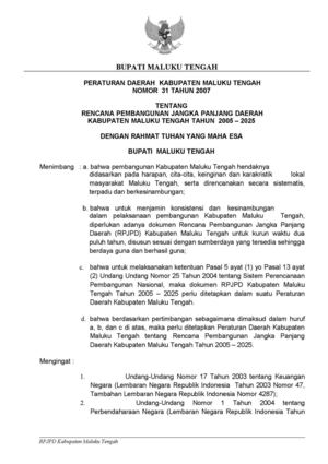 Rancangan Perda Rpjpd Masohi