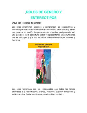 Roles De Género Y Estereotipos