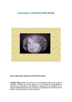 Reportaje De Claudia Pérez A Cristina Peri Rossi