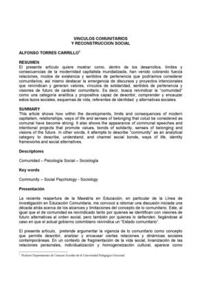 Vinculos Comunitarios Alfonso Torres Carrillo