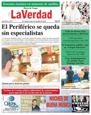 La Guaira, lunes 13 de julio de 2015 Año 18 No. 5707