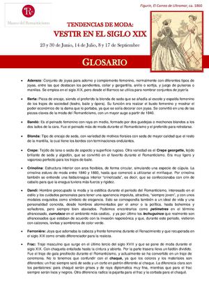 Glosario sobre Indumentaria del siglo XIX
