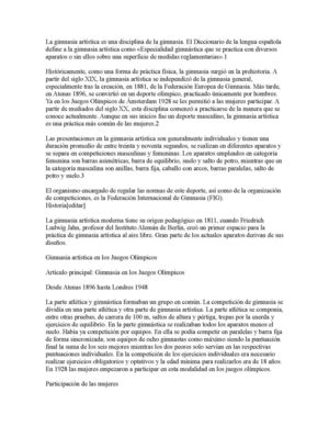 La Gimnasia Artística Es Una Disciplina De La Gimnasia