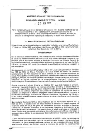 Resolución 2232 De 2015