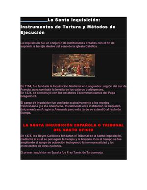 La Santa Inquisición, métodos de ejecución y tortura