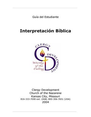 Interpretación Biblica: Guia Del Estudiante
