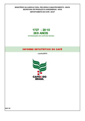 Informe Estatístico do Café exportações do Brasil - Junho-2015