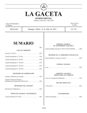 Gaceta No 131 Martes 14 Julio 2015
