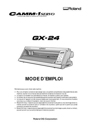 Manuel d'utilisation du Plotter de découpe Roland GX-24
