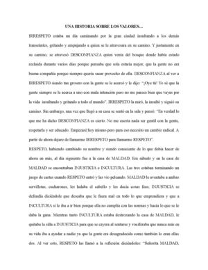 Historia Sobre Los Valores