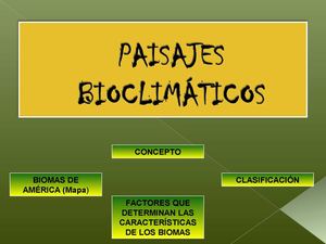 Paisajes Bioclimáticos En América
