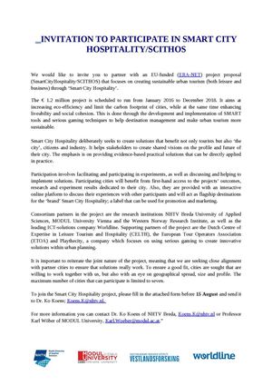 Smart City Hospitality Invitation For European Cities