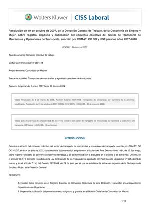Madrid Carreteras Urbanos Convenio Mercancias Carretera 2007 10