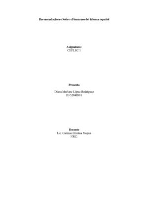 Recomendaciones Sobre El Buen Uso Del Idioma Español