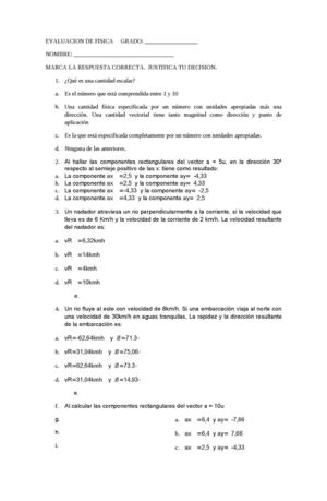 Evaluacion De Fisica Grado 10 Actual