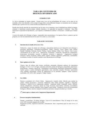 Tabla De Contenidos Biologia