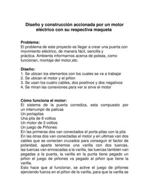 Diseño Y Construcción Accionada Por Un Motor Eléctrico Con Su Respectiva Maqueta