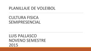 Planillaje De Voleibol