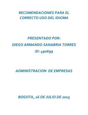 Recomendaciones Para El Correcto Uso Del Idioma