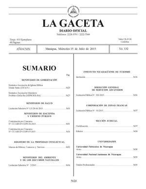 Gaceta No 132 Miercoles 15 De Julio 2015