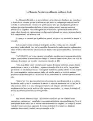 La Alienación Parental Y Su Calificación Jurídica En Brasil