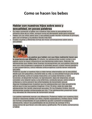 Como Se Hacen Los Bebes