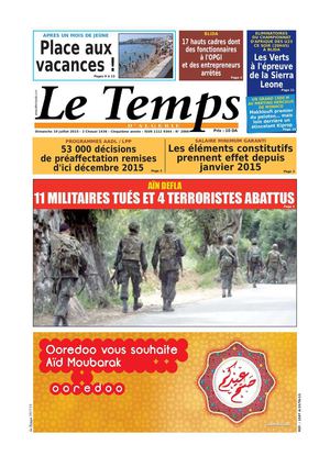 Le Temps d'Algérie Edition du Dimanche 19 Juillet 2015