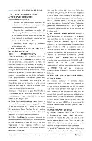 Sesión 1 Síntesis Geográfica De Chile, Territorio Y Geografía Física